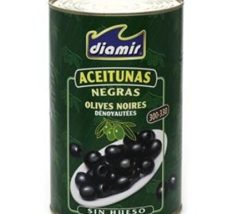 ACEITUNA NEGRA DESHUESADA 300/330 DIAMIR – 4,1 KG