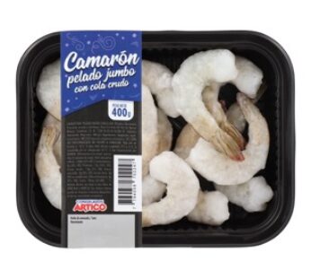 CAMARON PELADO JUMBO CON COLA – 400 GRS